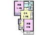 ラフォンテーヌ 2DKの間取り