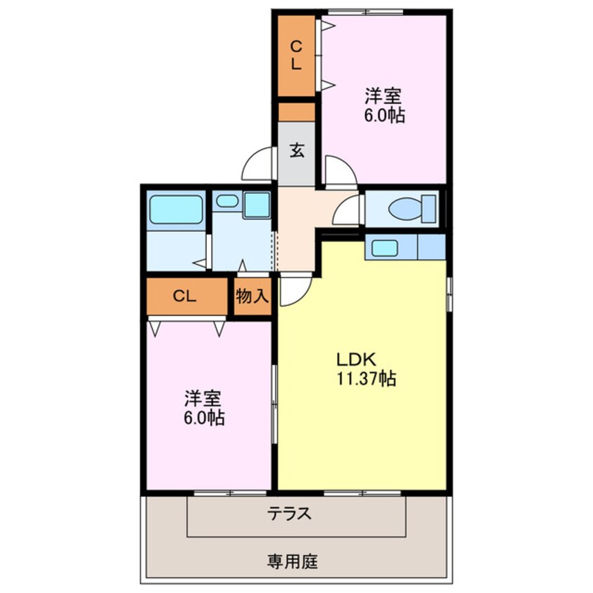 間取図 名鉄名古屋本線/新清洲駅 徒歩4分 1階 築24年