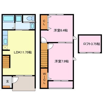 間取図 関西本線（東海）/春田駅 徒歩34分 1-2階 築17年