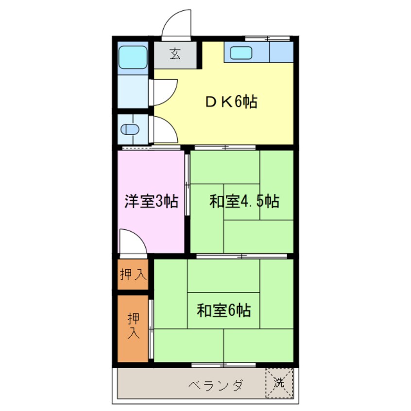 間取図 名古屋市営地下鉄鶴舞線/上小田井駅 徒歩15分 1階 築49年