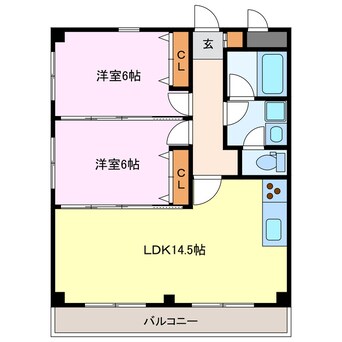 間取図 名古屋市営地下鉄鶴舞線/庄内緑地公園駅 徒歩7分 2階 築14年