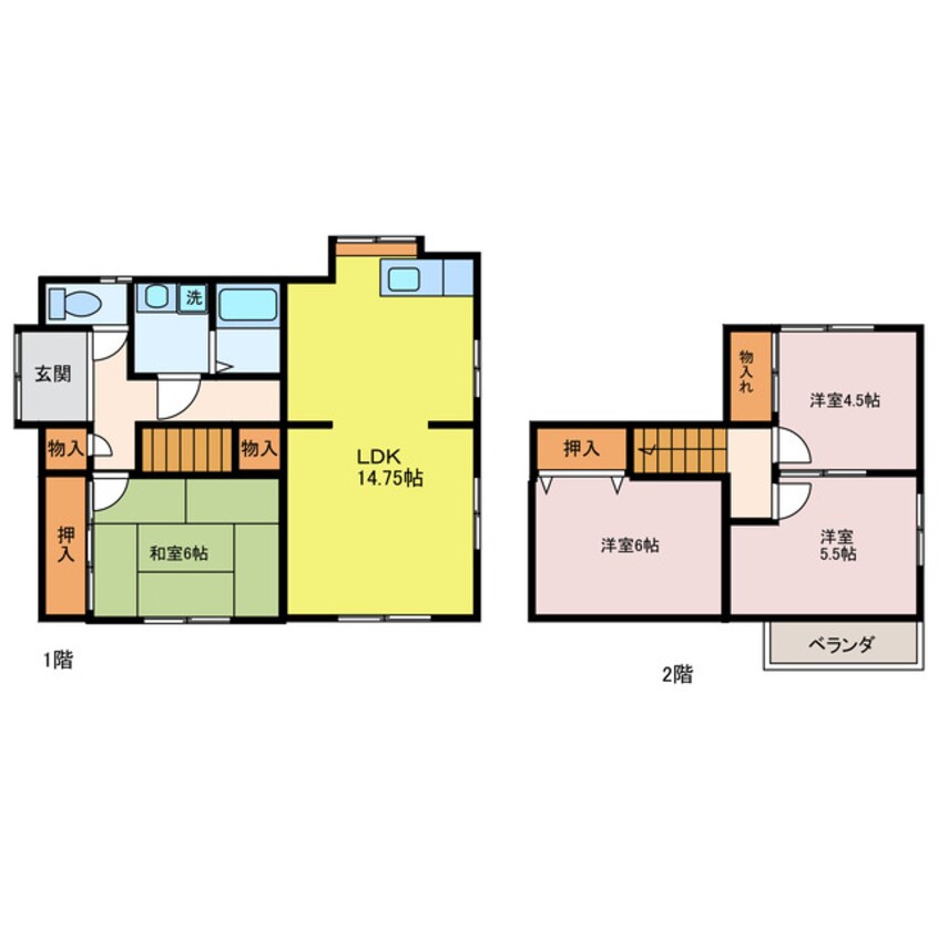 間取図 弥勒寺西１－３９借家