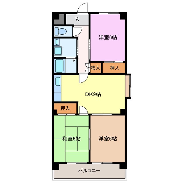 間取り図 名鉄名古屋本線/国府宮駅 徒歩3分 3階 築30年