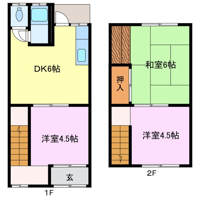 間取図 東海道本線/清洲駅 徒歩12分 1-2階 築42年