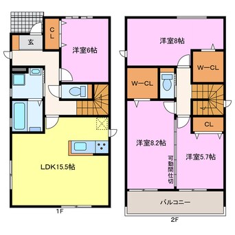 間取図 陸田栗林１－７－１戸建賃貸　A