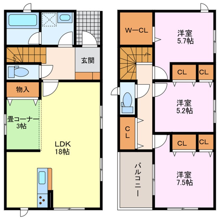 間取図 クレイドルガーデン清須市土器野第9　1号棟