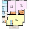 セジュールかすみB棟 2LDKの間取り