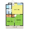 駅西ハイツ 2DKの間取り