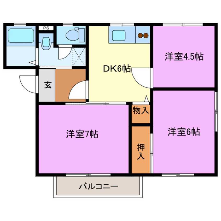 間取図 コーポ・フォーチュン　B棟