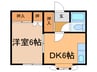 沼口ハイツ 1DKの間取り