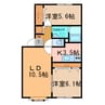 ヴィラ円山1 2LDKの間取り