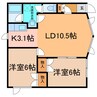 春日ﾊｲﾂD 2LDKの間取り