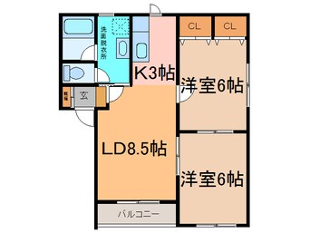 間取図 ﾌﾟﾘｵｰﾙ牧野