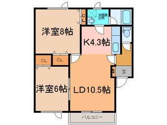 間取図 Wisteria(ｳｨｽﾃﾘｱ)A棟