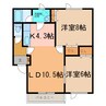 Wisteria(ｳｨｽﾃﾘｱ)A棟 2LDKの間取り