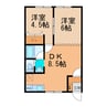 ｺｽﾓﾊｲﾂA棟 2DKの間取り