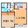 あかつきﾆｭｰﾀｳﾝA棟 1LDKの間取り