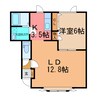 ヴィレッジウィステリアⅢ 1LDKの間取り