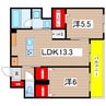リエゾン奥雲城 2LDKの間取り