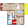 D-residence下田部B 2LDKの間取り