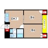 フォンティーヌ高槻Ⅱ 2DKの間取り