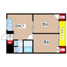 フォンティーヌ高槻Ⅱ 2DKの間取り
