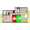 ヴィラソレーユ古曽部町AB 2LDKの間取り