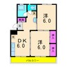 鳥羽ハイツ１号棟 2DKの間取り