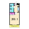 エバーグリーン 1Kの間取り