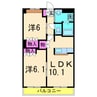 スカイヴァレイ 2LDKの間取り