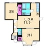 アン・プレーヌB 2LDKの間取り