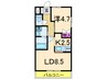 プランドールＳ１ 1LDKの間取り