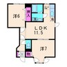 アヴニールB 2LDKの間取り