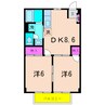 カーサ・ハル美 2DKの間取り