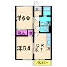ファミール旭ヶ丘Ⅱ 2DKの間取り
