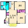 ヴィラ サンライズ ドリームⅡ 2LDKの間取り