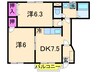 グレイスⅢ 2DKの間取り