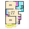デルソーレB 2DKの間取り