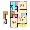 デルソーレB 2LDKの間取り