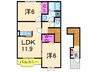 デルソーレB 2LDKの間取り
