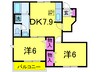 アルカンシエルⅠ 2DKの間取り