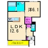 モア・クレア 1LDKの間取り
