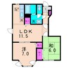 フォンテーヌ・Ⅱ 2LDKの間取り