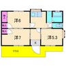 ツインハウスのぞみA棟 3Kの間取り