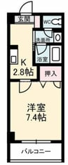 JRBハイツ倉敷 1Kの間取り