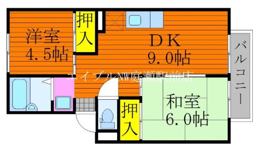 間取図 プレジール花尻　B棟