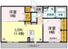 フルス吉備津 2LDKの間取り