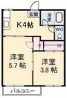 北浦コーポ 2Kの間取り
