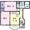 ジェンティーレＢ 2DKの間取り