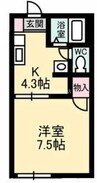 フレグランス野崎Ａ棟 1Kの間取り